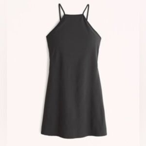 Abercrombie & Fitch Black High-Neck Open Back Traveler Dress